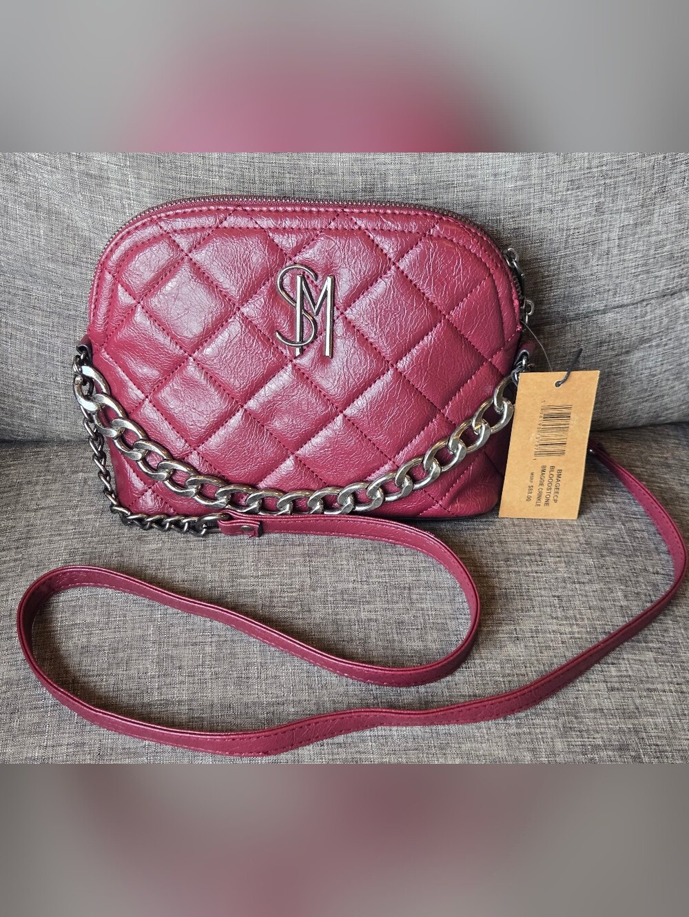 NWTS Steve Madden BMAGGIE Bloodstone Crinkle Dome Crossbody Bag.